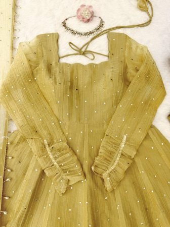 Festive Wear Yellow Salsa Silk Anarkali Suit Set