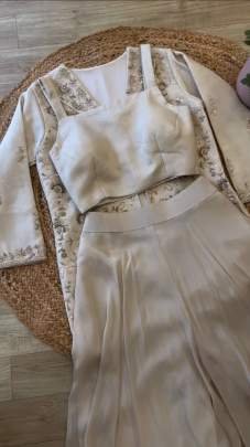 Fiona Silk Koti blazer With Circular Palazzo