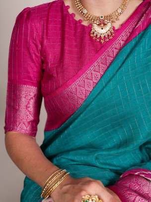 Firozi Colour Patola Print Tussar Saree