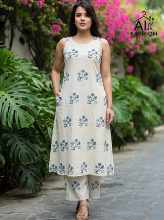 Floral Printed Summer Wear Kurti Pant Set