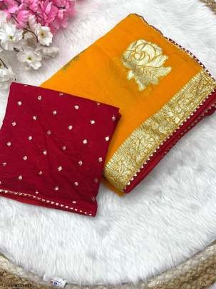 Flower Design Mustard Colour Viscose Saree