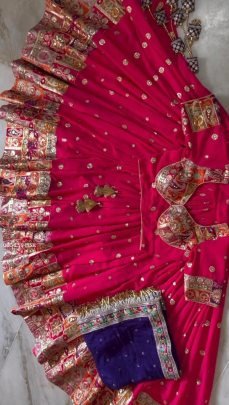 Foux Georgette Thread With Sequence Work Pink Navratri Lehenga