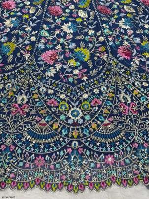 Foux Gorgette Blue Lehenga Choli With Sequnce Work