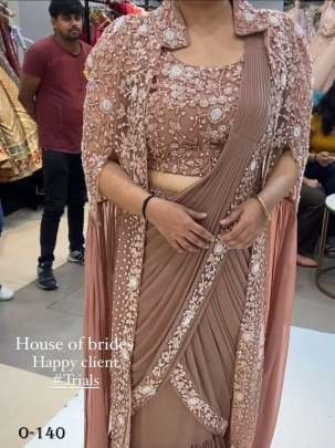 Fox Georgette Coffee Color Lehenga Saree