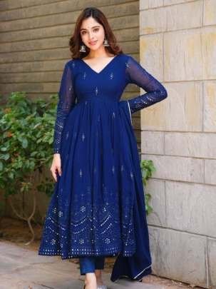 Fox Georgette Embroidered Sequence Anarkali Suit