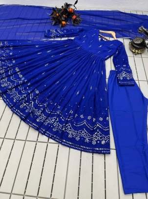Fox Georgette Embroidered Sequence Anarkali Suit