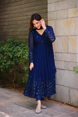 Fox Georgette Embroidered Sequence Anarkali Suit