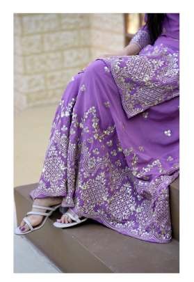 Fox Georgette Lavender Sequence Embroidery Work Sharara Suit