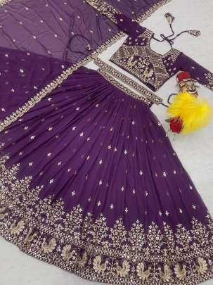 Fox Georgette Purple Lehenga Choli With Dupatta