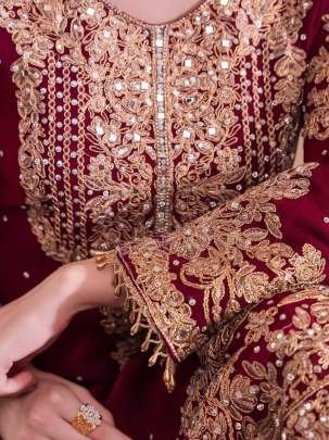 Fox Georgette Red Sharara Suit With Real Mirror Work