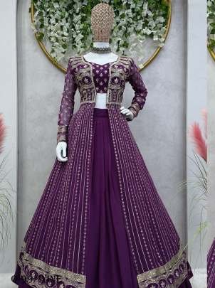 Fox Georgette Wine Lehenga Choli