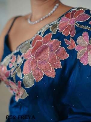 Blue Freya Designer Embroidered Saree With Bangalory Blouse