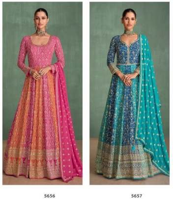 Full Embroidered Work Hot Pink Gown With Dupatta