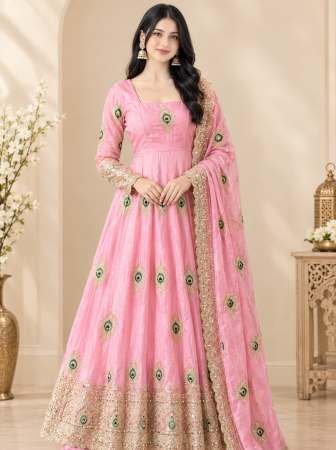 Full Flair Baby Pink Colour Anarkali Suit