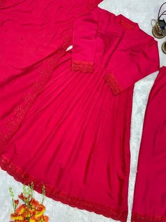 Full  Flair  Red  Colour Ready Made Suit