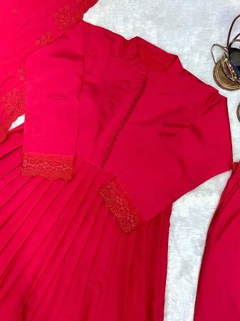 Full  Flair  Red  Colour Ready Made Suit