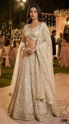 Full Heavy  Work  Cream Colour Lehenga Choli With Dupatta