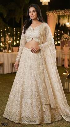 Full Heavy  Work  Cream Colour Lehenga Choli With Dupatta