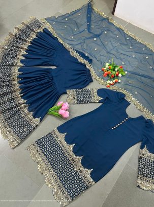 full stitched georgette embroidered sharara suits