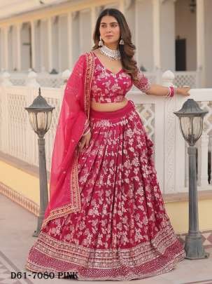 Full Stitched Viscose Jacquard Pink Lehenga Choli