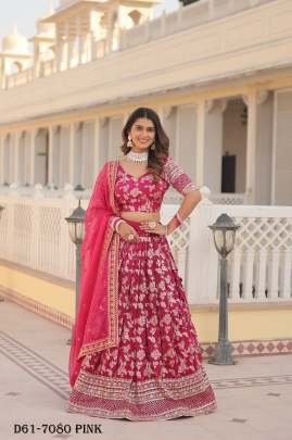 Full Stitched Viscose Jacquard Pink Lehenga Choli
