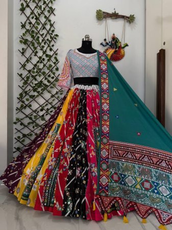 Fully Flared Multi Colour Navratri Special Lehenga Choli