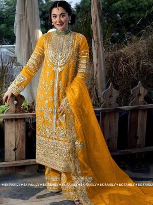 fully stitched faux georgette and heavy embroidery sequence work top bottom and dupatta set