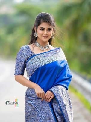 Function Wear Blue Soft Lichi Silk Saree
