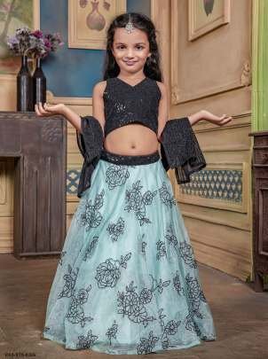 Function Wear Floral Printed Kids Girls Lehenga Choli