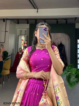 Function Wear Purple Jacquard Silk Paithani Lehenga Choli