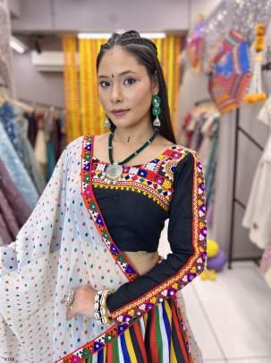 Gamthi Work And Digital Printed Maslin Lehenga Choli