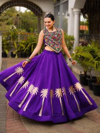 Gamthi  Work Purple  Colour Lehenga With Choli