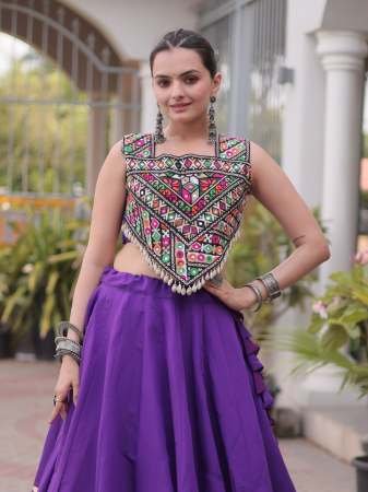 Gamthi  Work Purple  Colour Lehenga With Choli