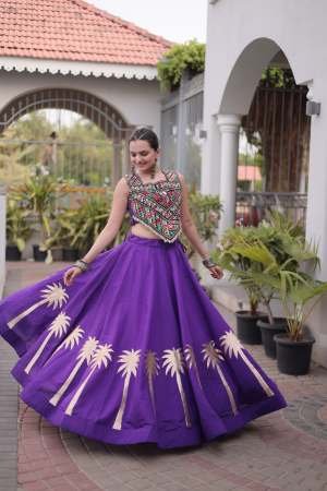 Gamthi  Work Purple  Colour Lehenga With Choli