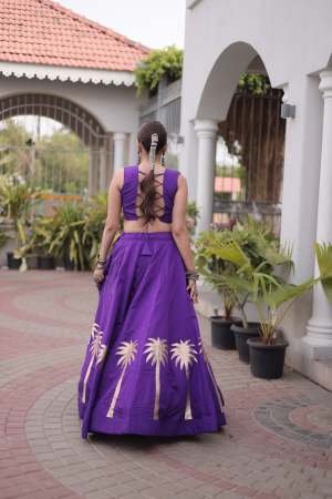 Gamthi  Work Purple  Colour Lehenga With Choli