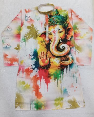 Ganesha Special Printed Cotton Kurta for Men