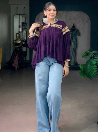 Garba Glam Purple Colour Navratri Top