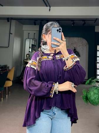 Garba Glam Purple Colour Navratri Top