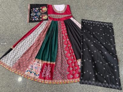 Garba Special Digital Printed Crepe Semi Stitched Lehenga Choli by Fab funda