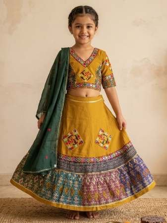 Garba Wear Musted  Colour Kids Navrtari Lehenga