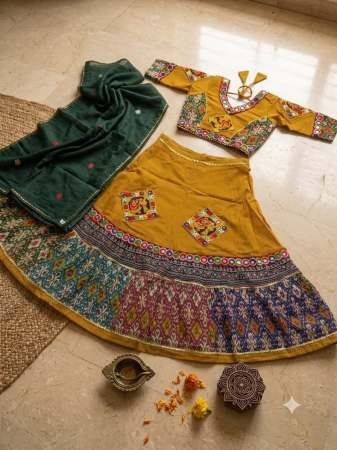 Garba Wear Musted  Colour Kids Navrtari Lehenga