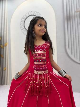 Garba Wear Pink Colour Mother Daughter Combo