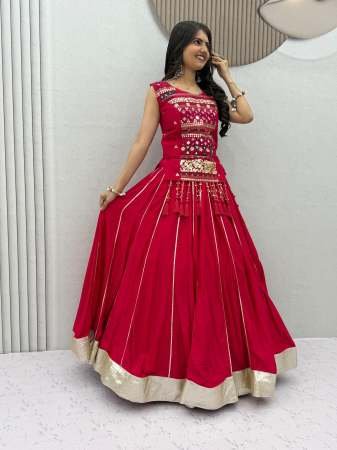 Garba Wear Pink Colour Mother Daughter Combo