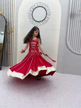 Garba Wear Pink Colour Mother Daughter Combo