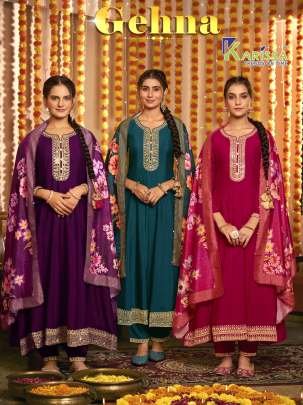 Gehna By Karissa Vicsita Silk Full Kali Ghera Kurta Set by Fab Funda