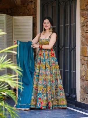 Georgette Anarkali Jimmy Choo Gown With Dupatta