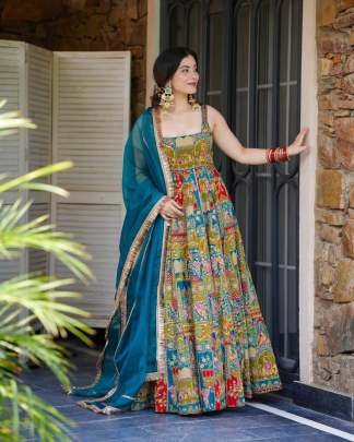 Georgette Anarkali Jimmy Choo Gown With Dupatta