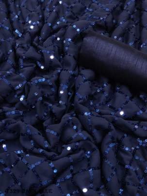 Georgette Dark Blue Embroidery Sequence Work Saree