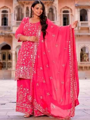 Georgette Fabric 5mm Sequence Work Palazzo Suit