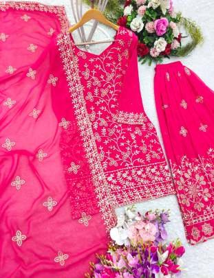 Georgette Fabric 5mm Sequence Work Palazzo Suit